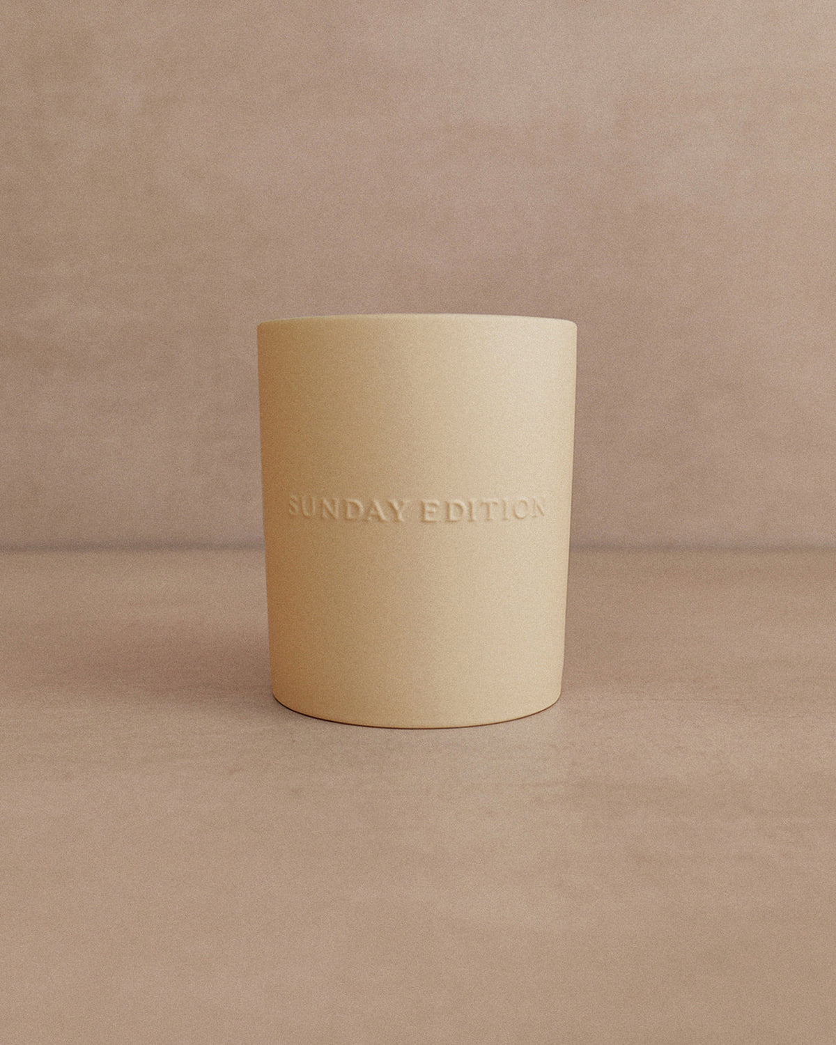 Sunday Edition Home Candle in its ceramic vessel