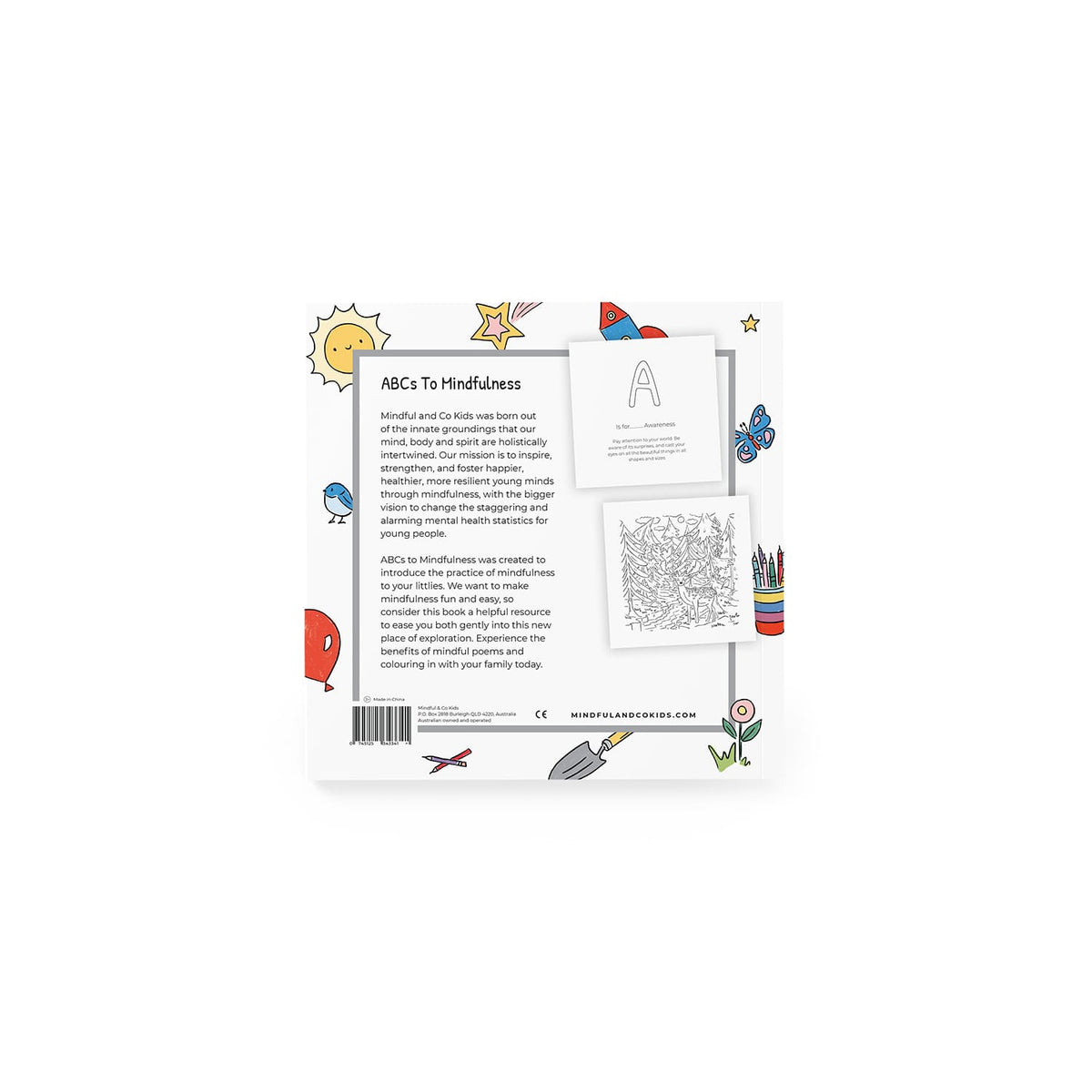 ABCs of Mindfulness coloring book, back cover