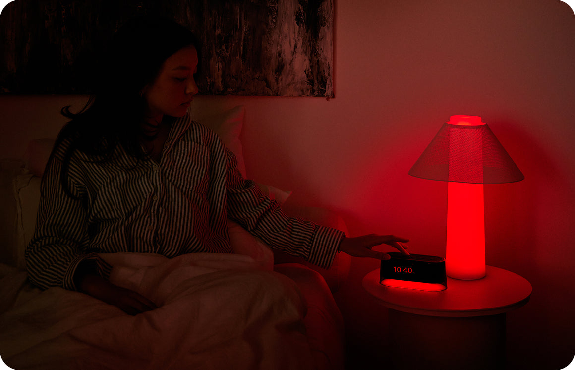 The bed signal, a low glow at wind-down time