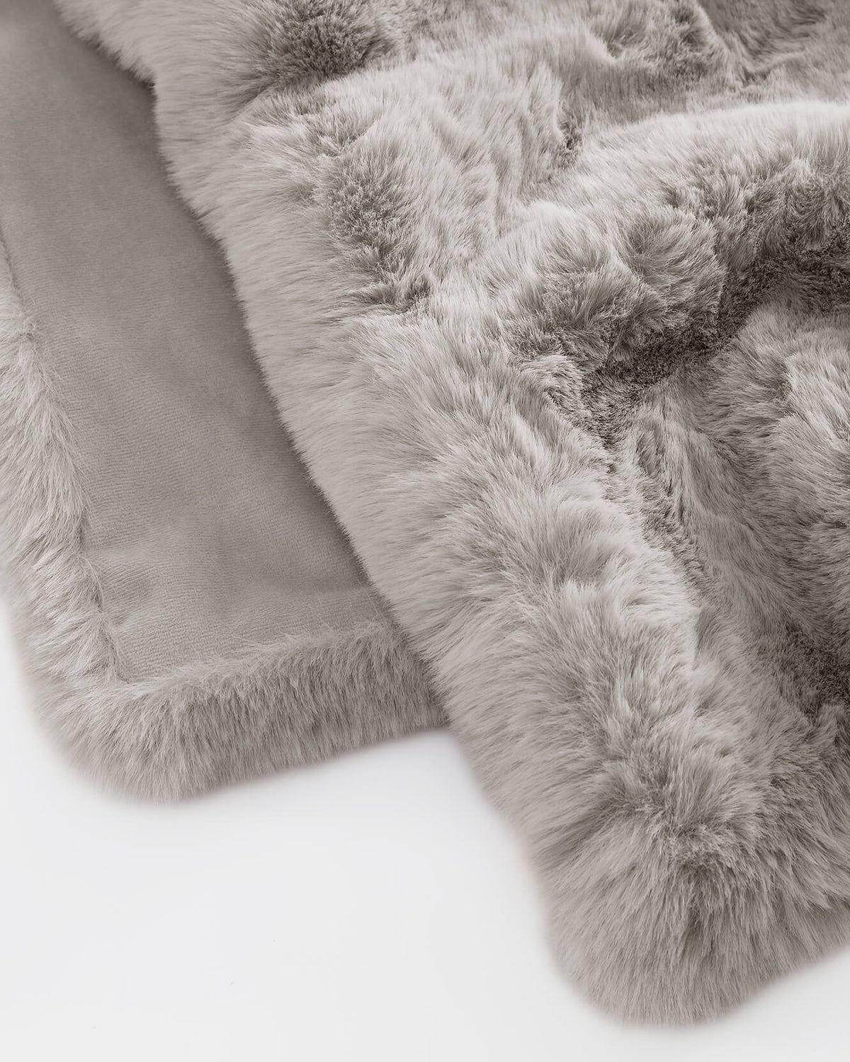 Sunday Citizen faux fur bed runner in grey, detail