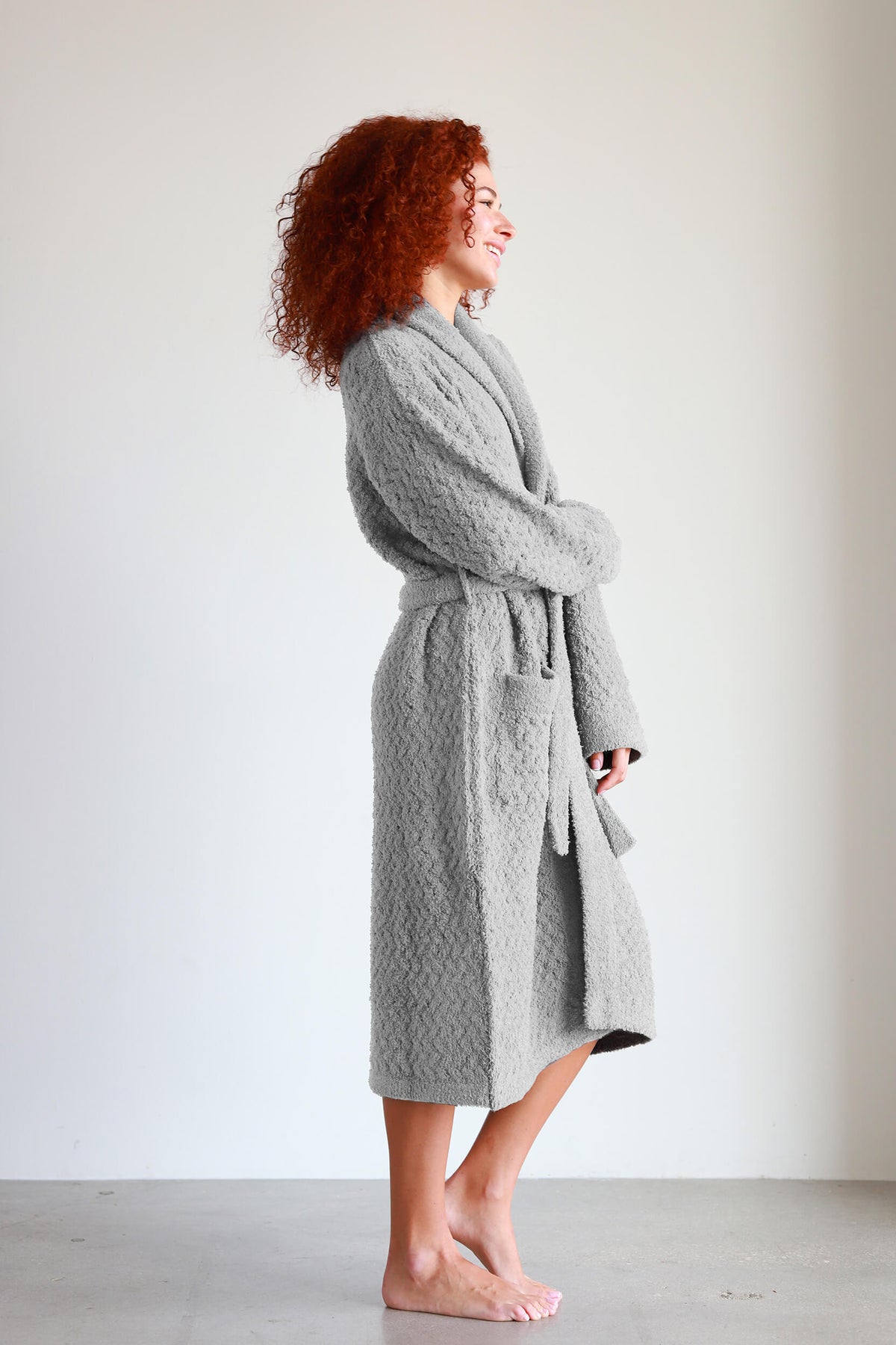 Sunday Citizen Snug Waffle Robe in cloud gray, detail