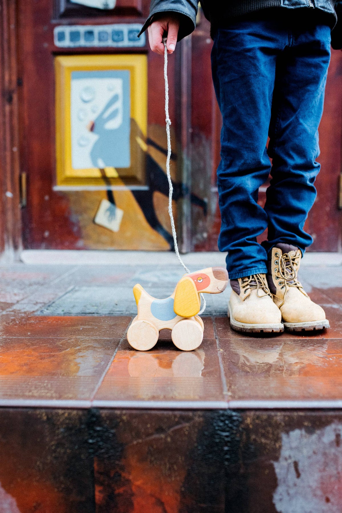 Handcrafted Wooden Dog Pull Toy