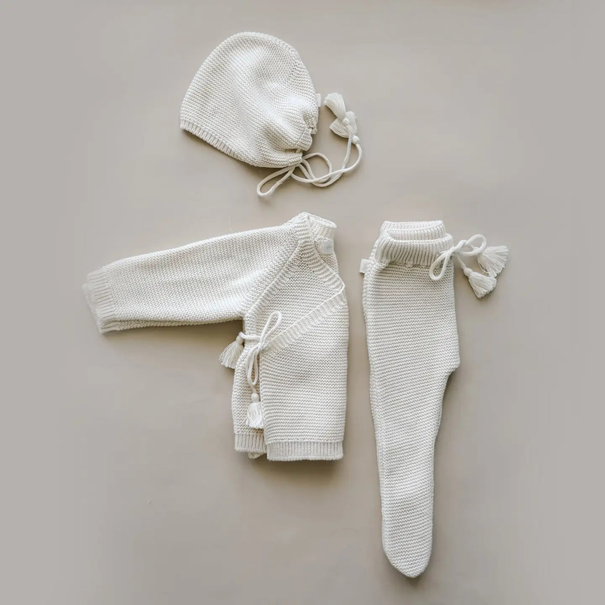 The Heirloom in natural: August River Co. knit set with bonnet