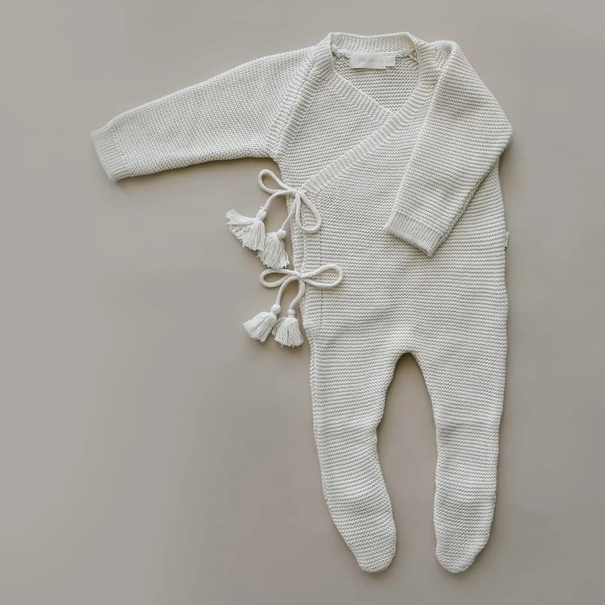 August River Co. knit footed jumpsuit in natural