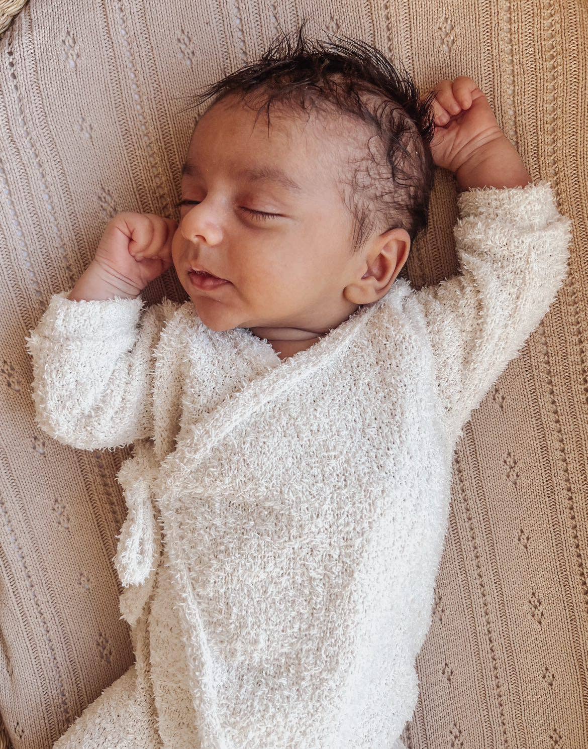 Luna + Luca Cozy Teddy Kimono Set: Cream