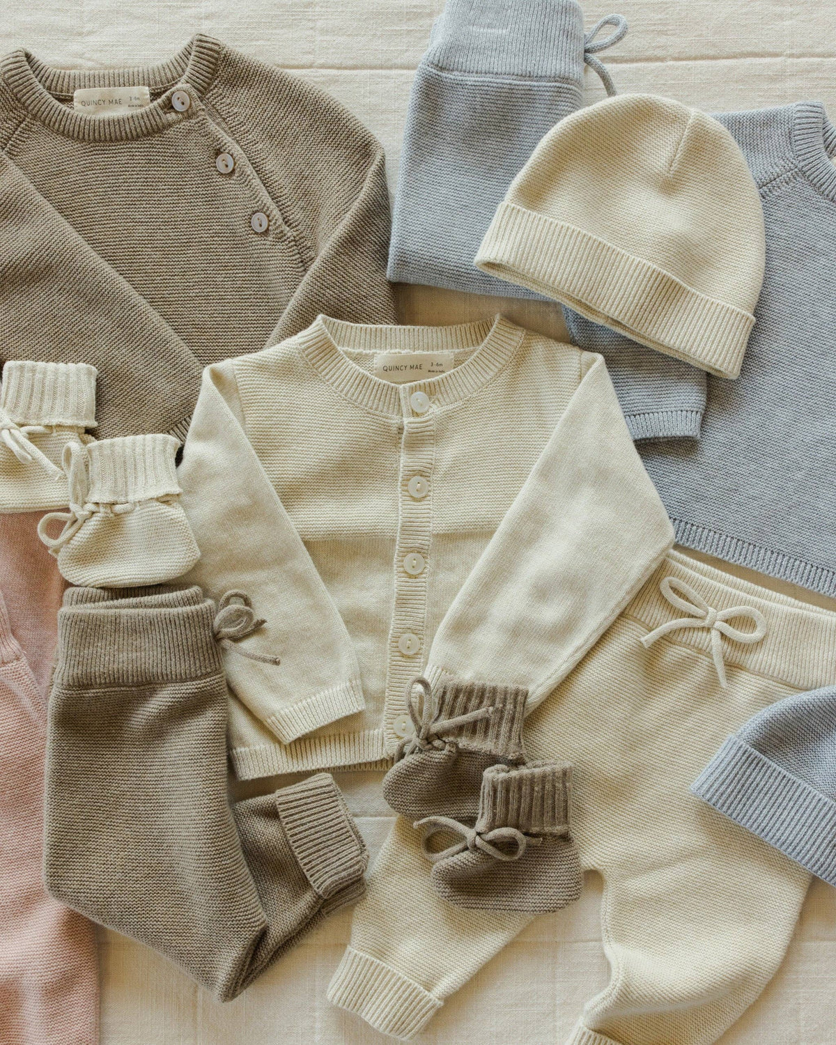 Baby Beanie - Heathered Natural