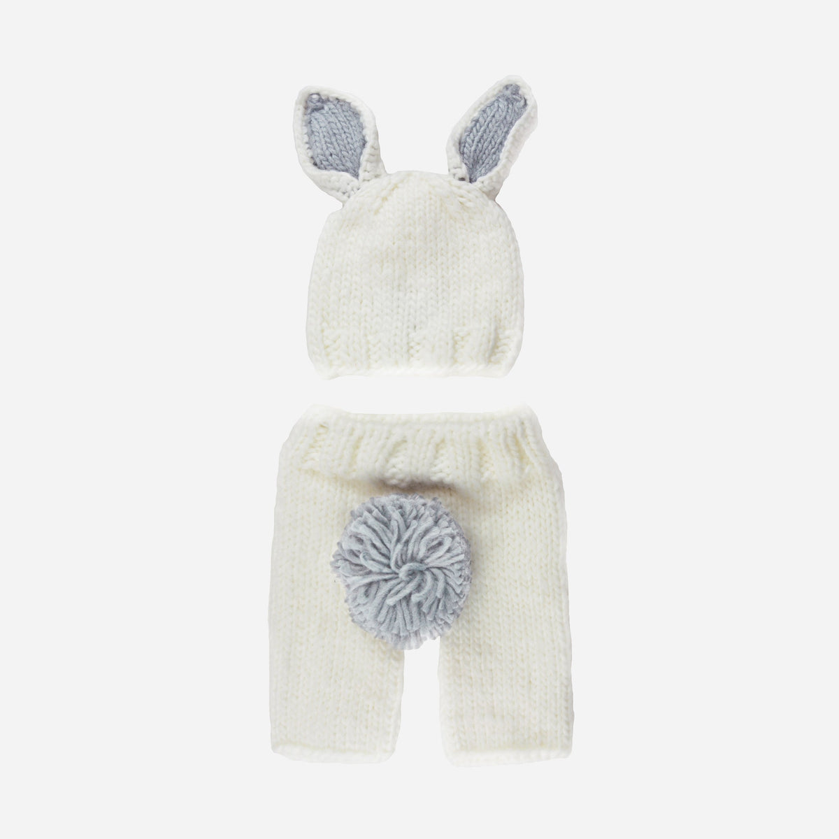 The Blueberry Hill Bailey Bunny newborn set in cream and gray