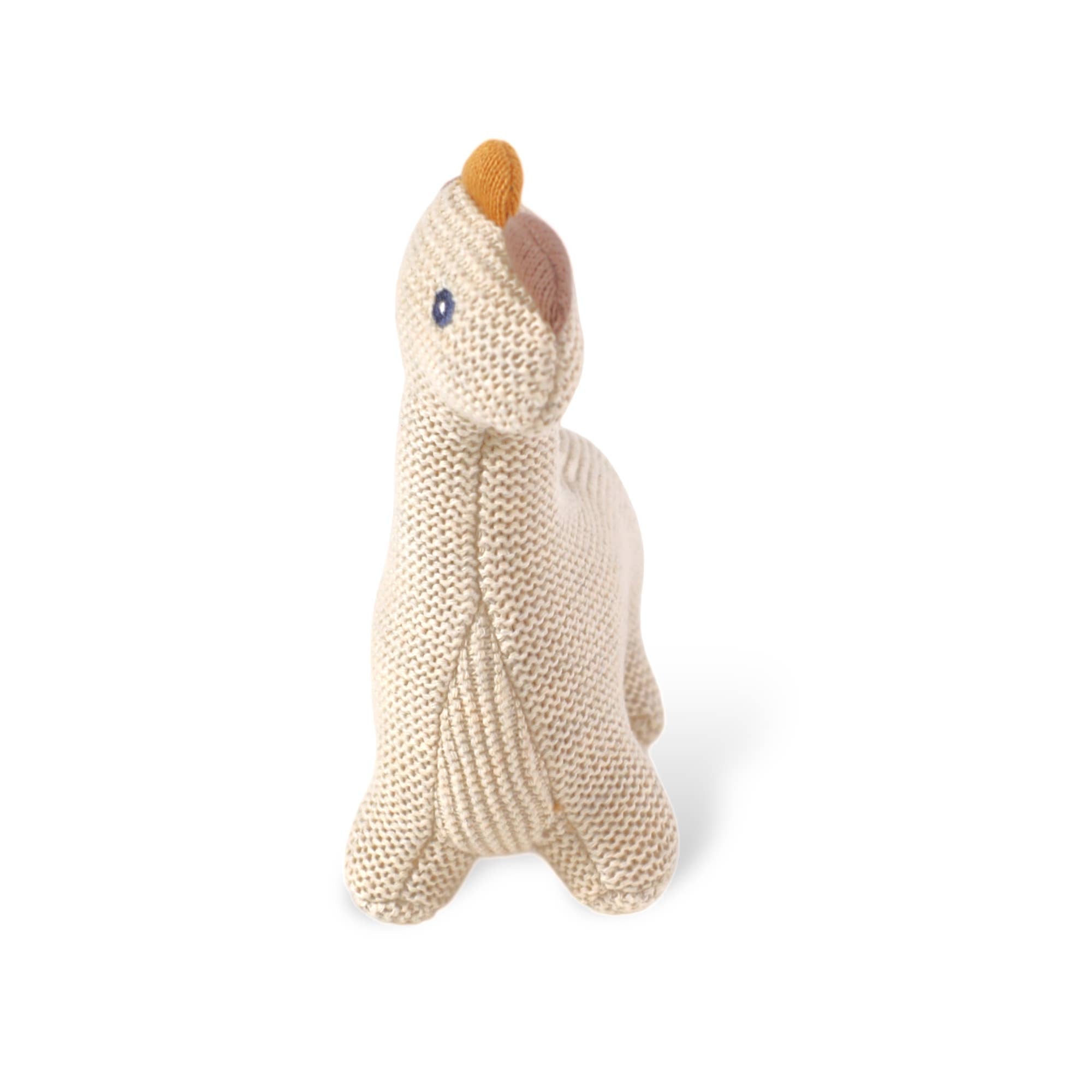 Dino Knit Stuffed Animal Soft Baby Toy (Organic Cotton): Natural Heather
