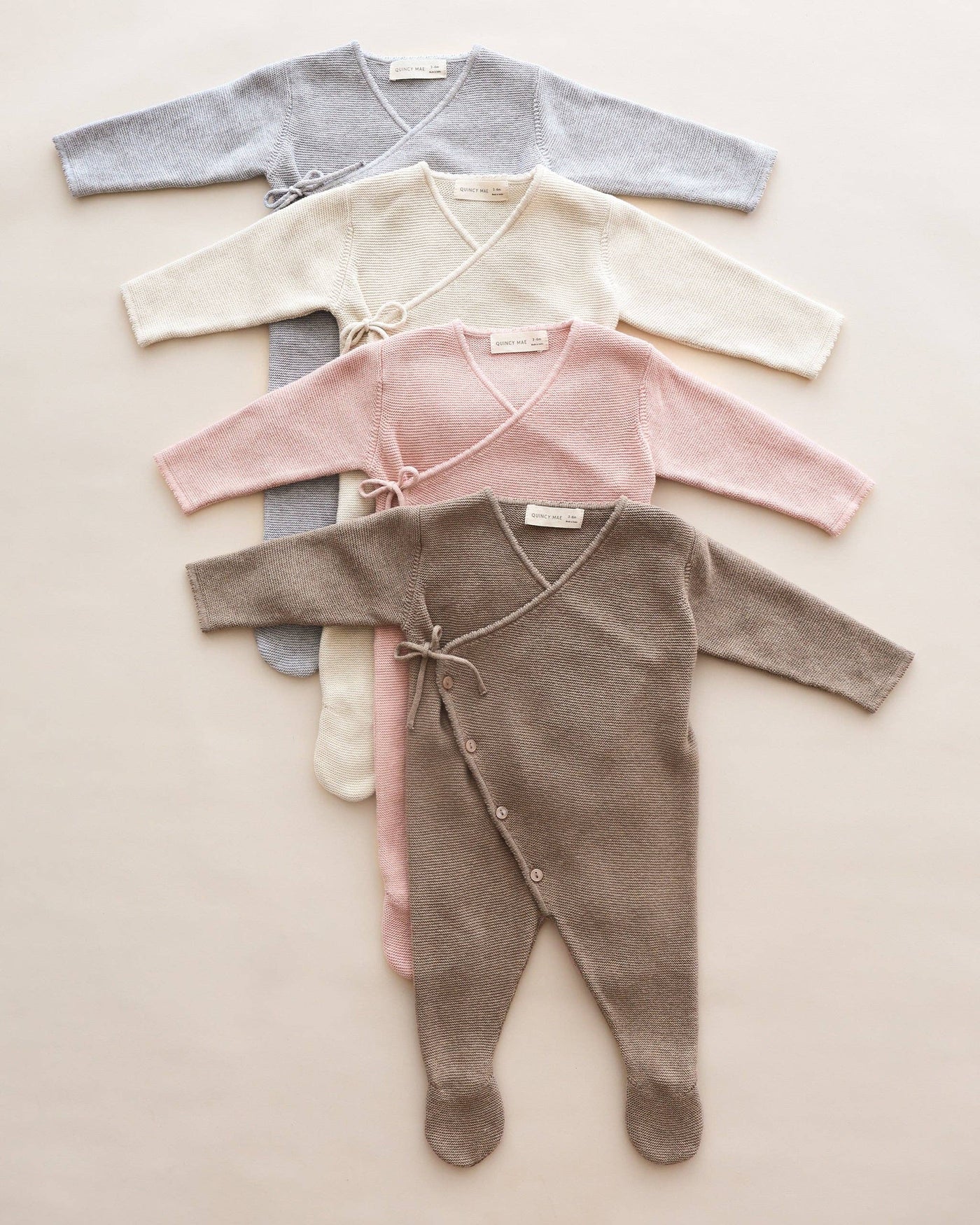 Wrap Knit Footie - Heathered Dusty Blue