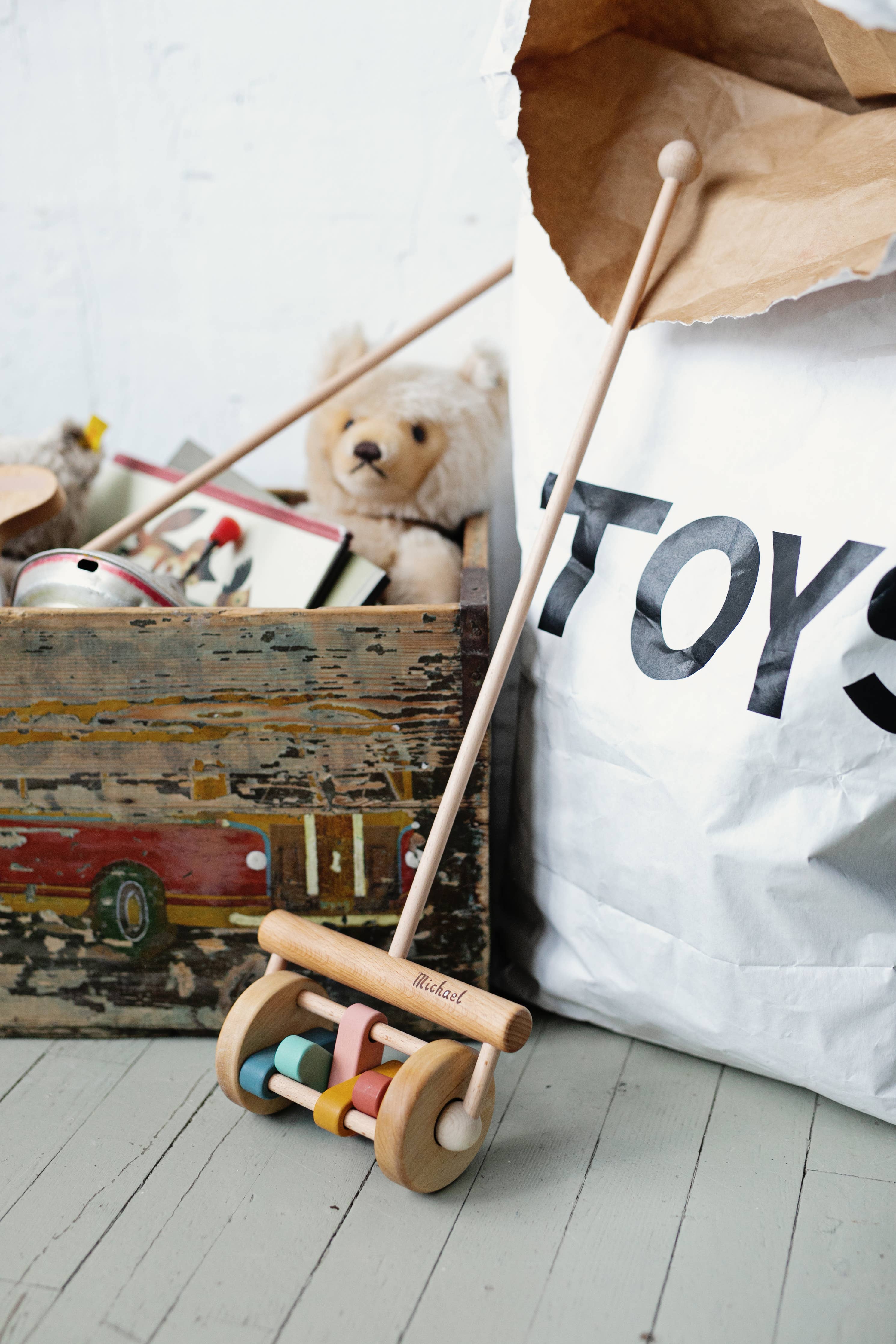 Handmade Wooden Toy, Push Toy Rattle