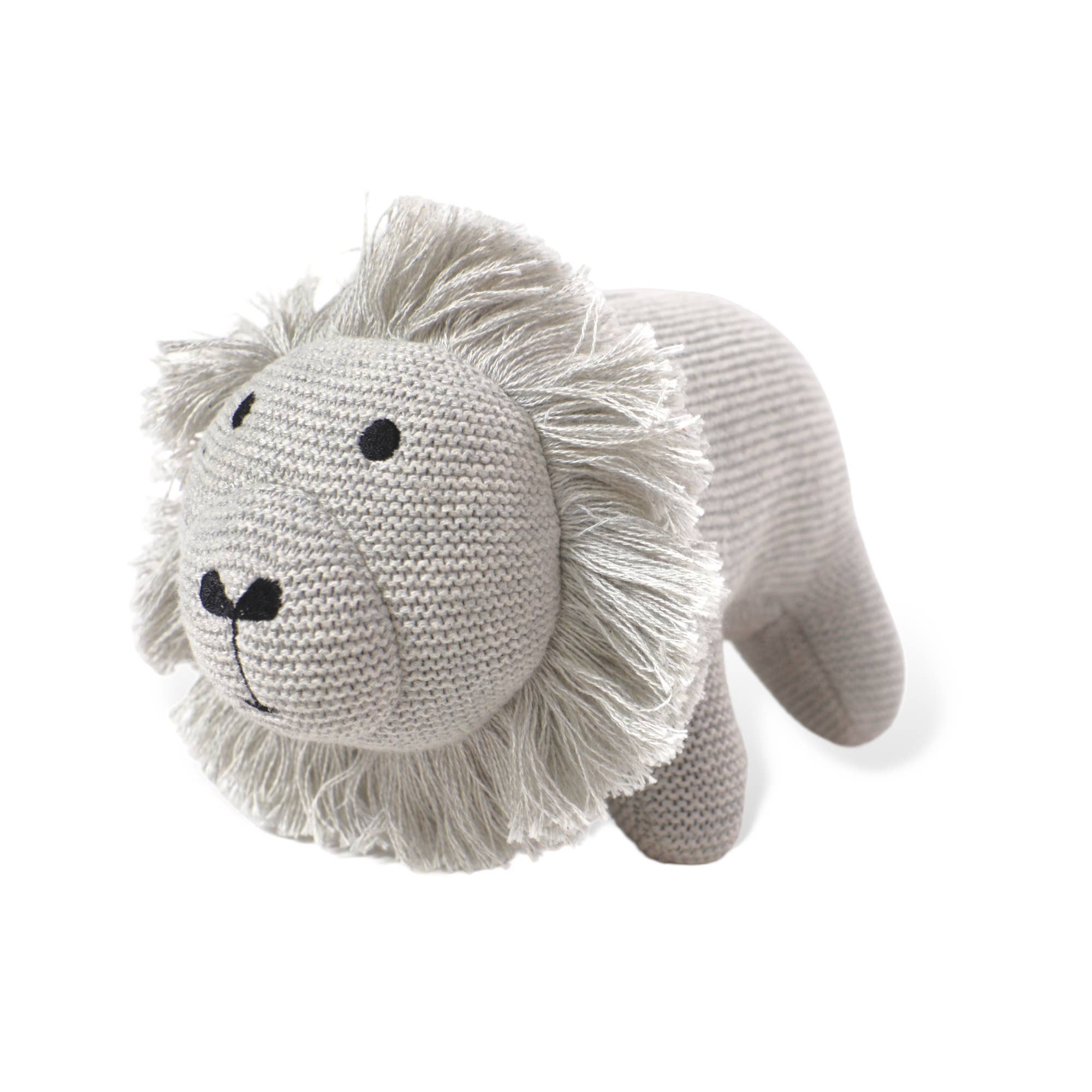Lion Knit Stuffed Animal Soft Baby Toy (Organic Cotton): Natural Heather