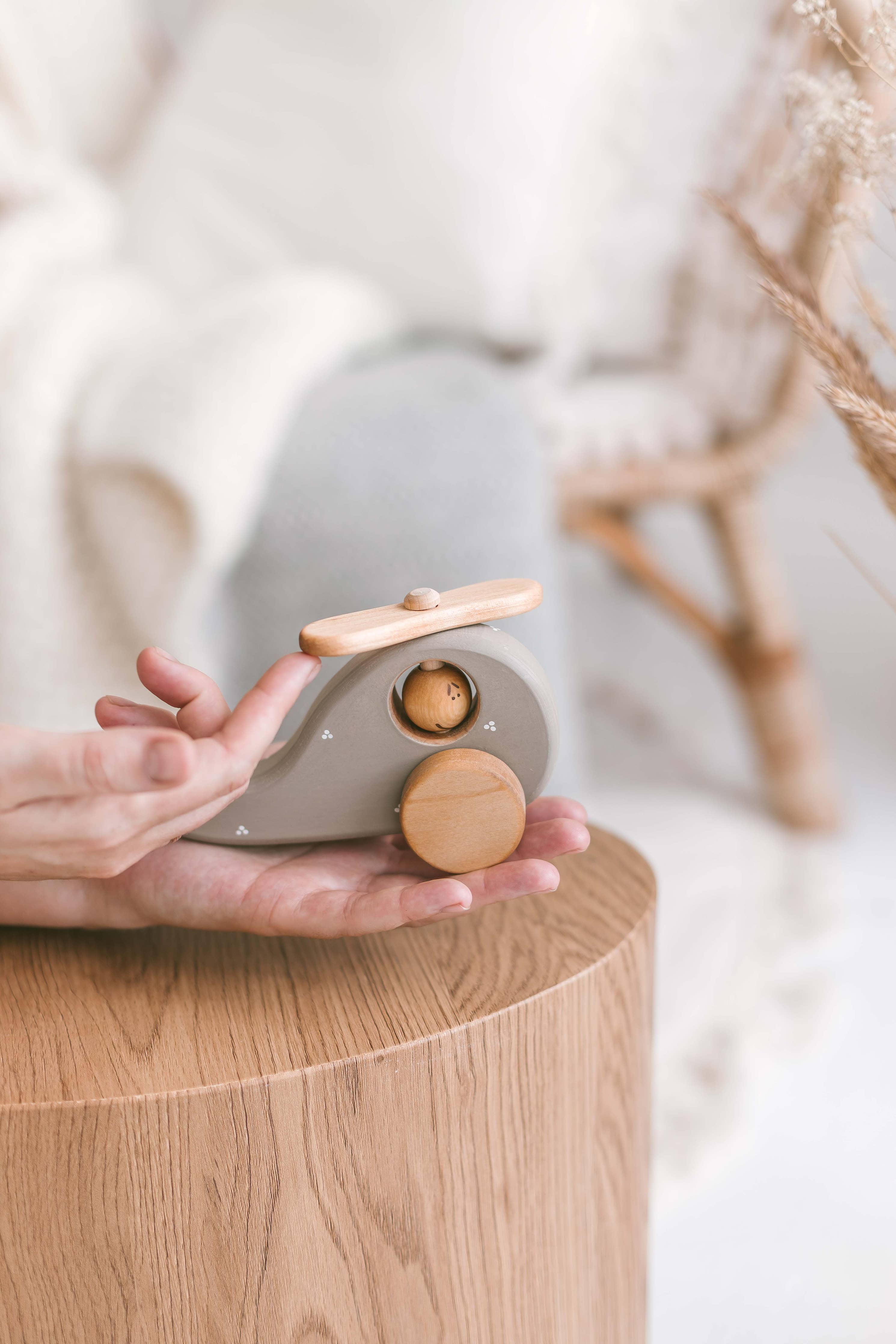 Handmade Wooden Helicopter Toy: Proper