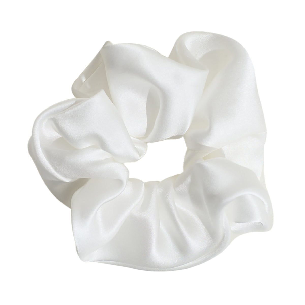 The Long Shower, Lost Pattern Silken Hair Silk Scrunchie in White