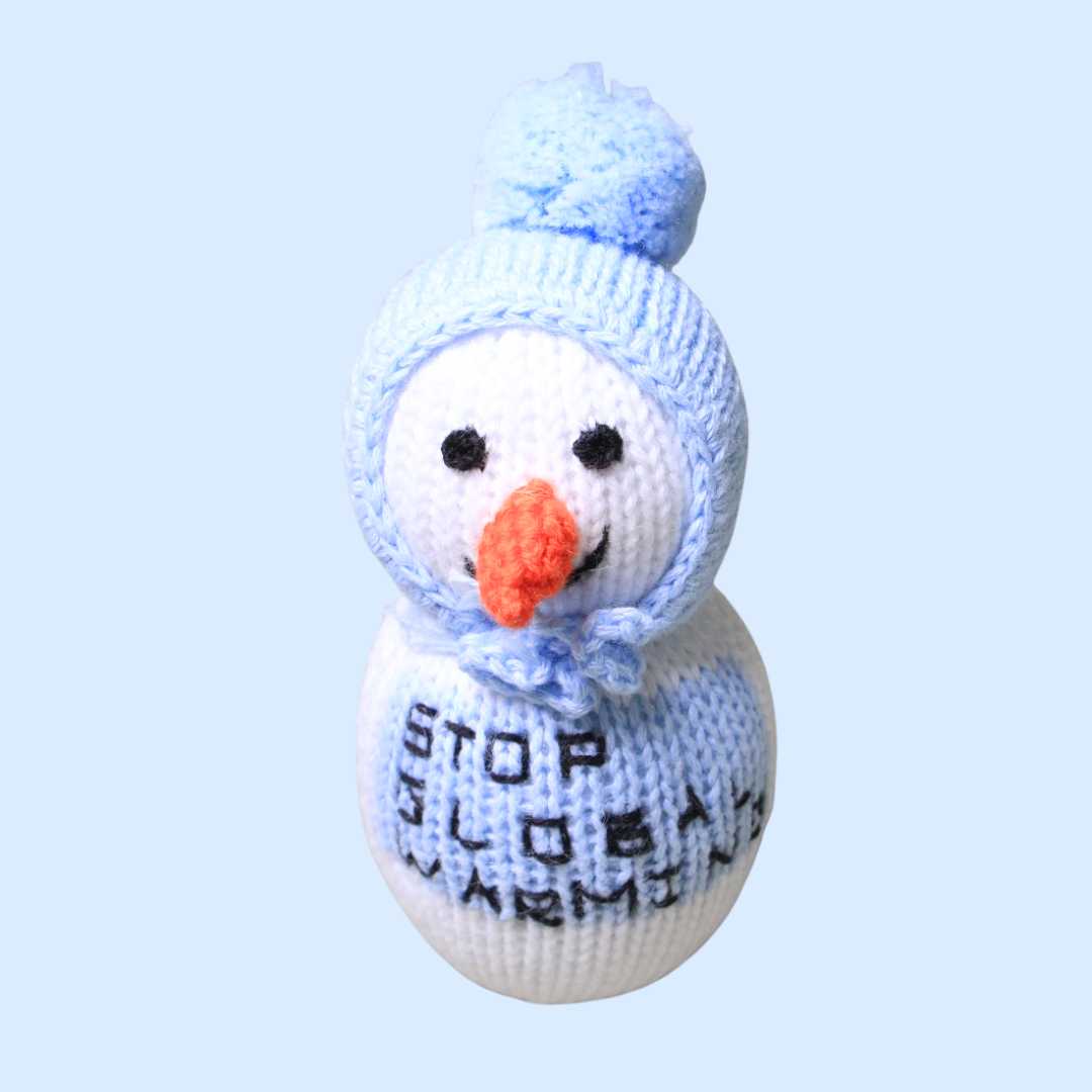 Estella snowman rattle, back view