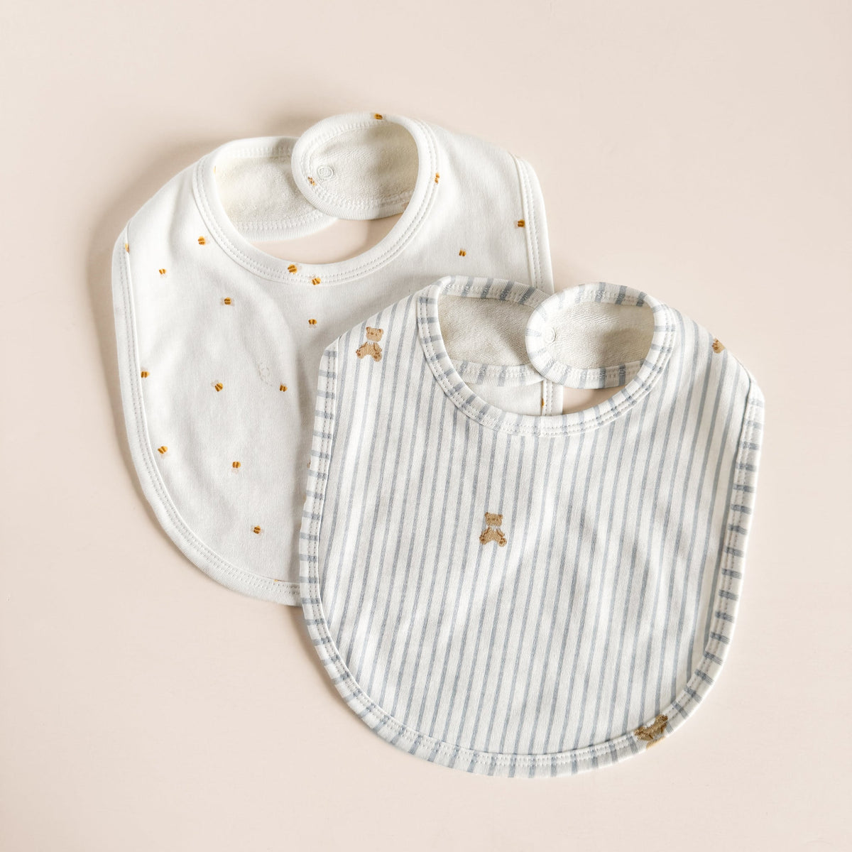 Bear and Bee layette, bibs