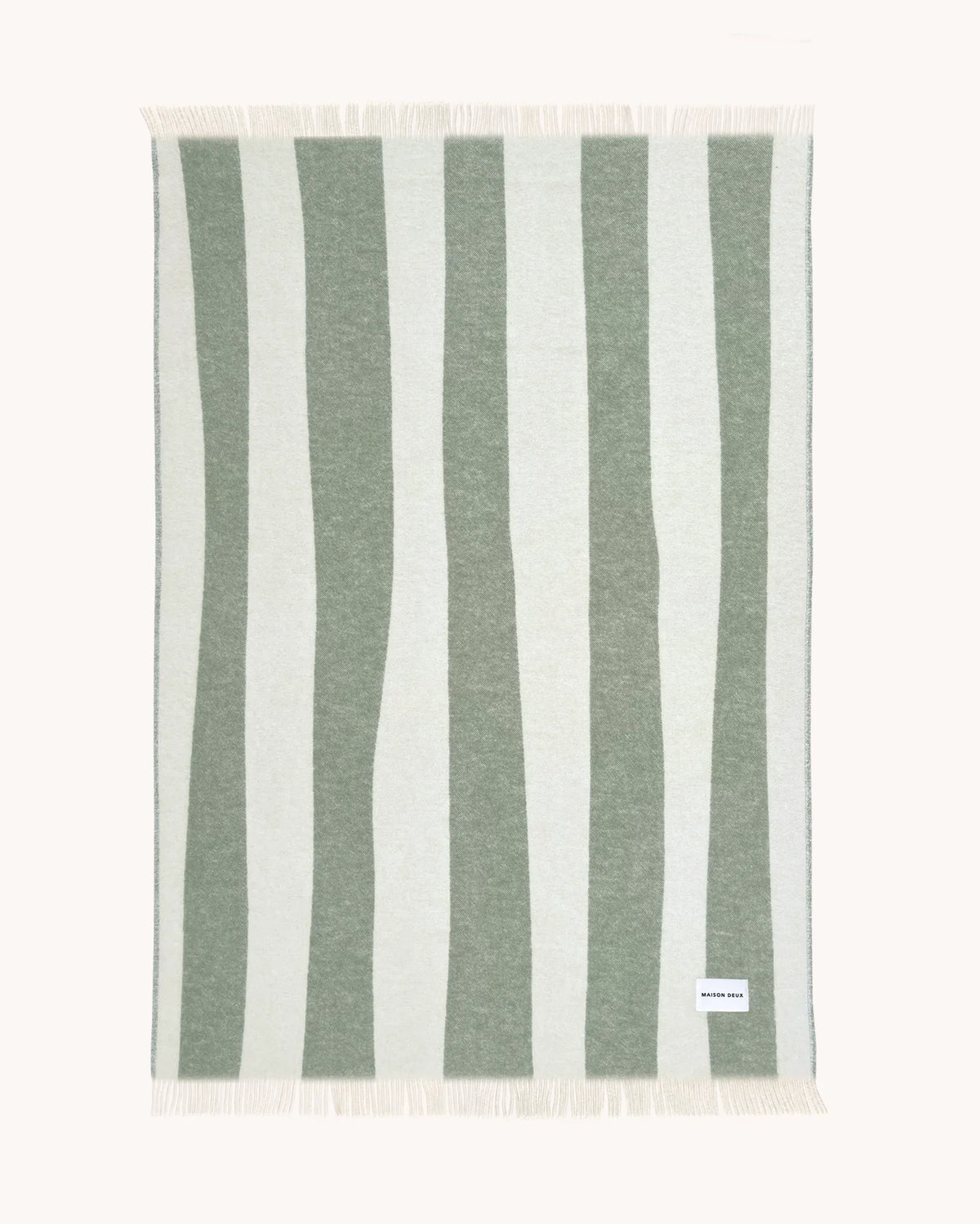 Maison Deux Rough Stripe Blanket in Agave, flat