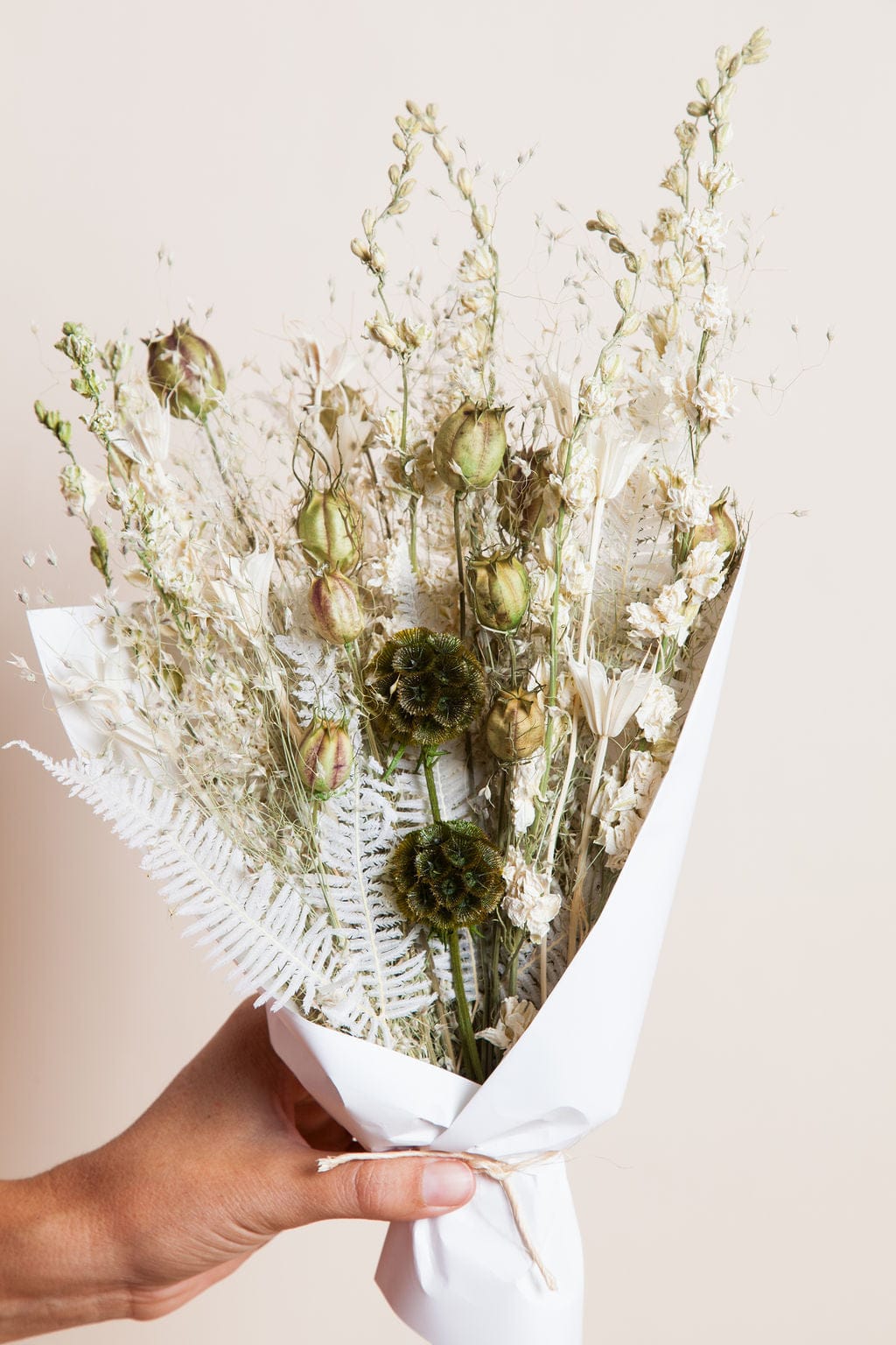 Sage field dried bouquet, grasses and cream florals