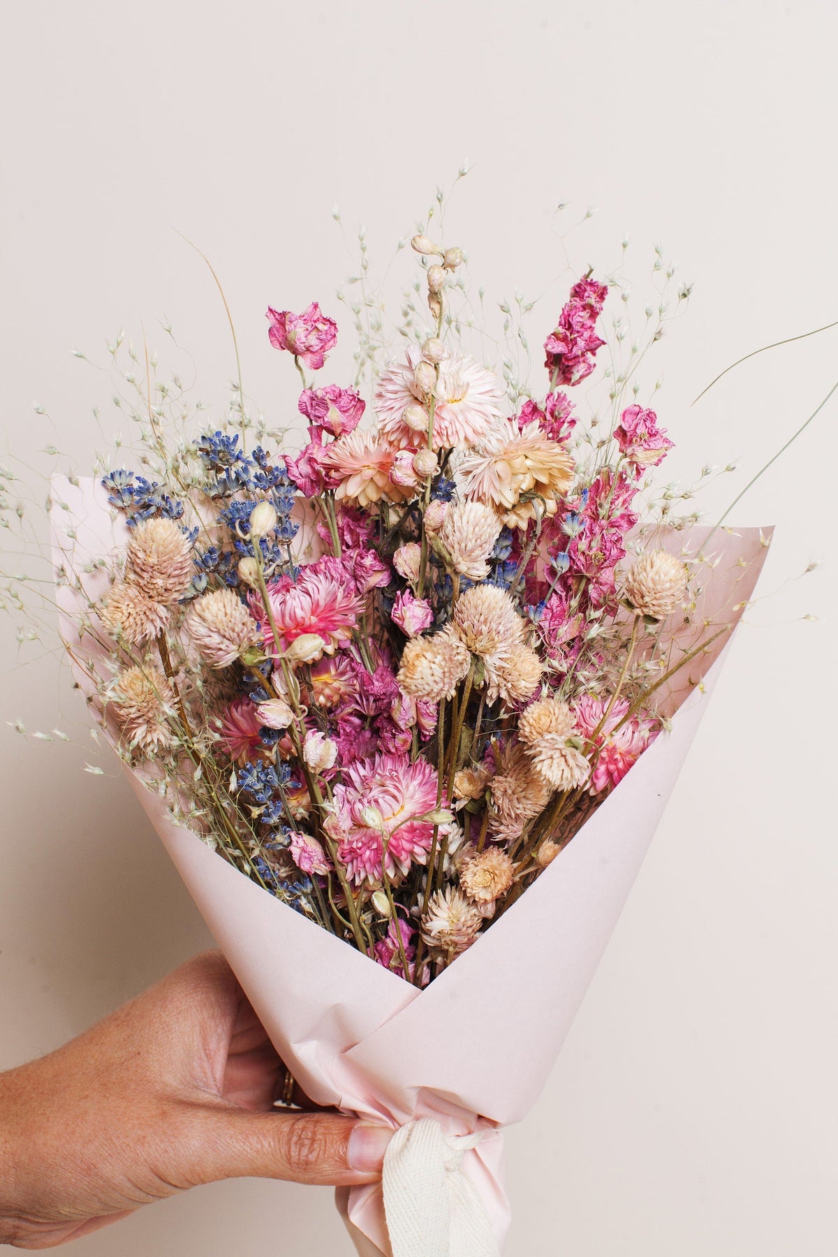 Spring Field dried bouquet in pastel blooms and grasses