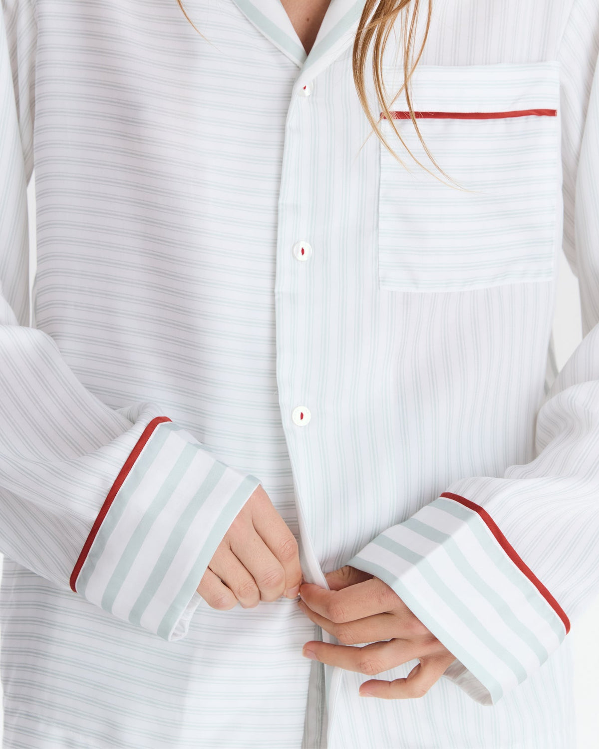 Sunday Citizen Mare Silky Lyocell Long Pajama Set in Misty Blue