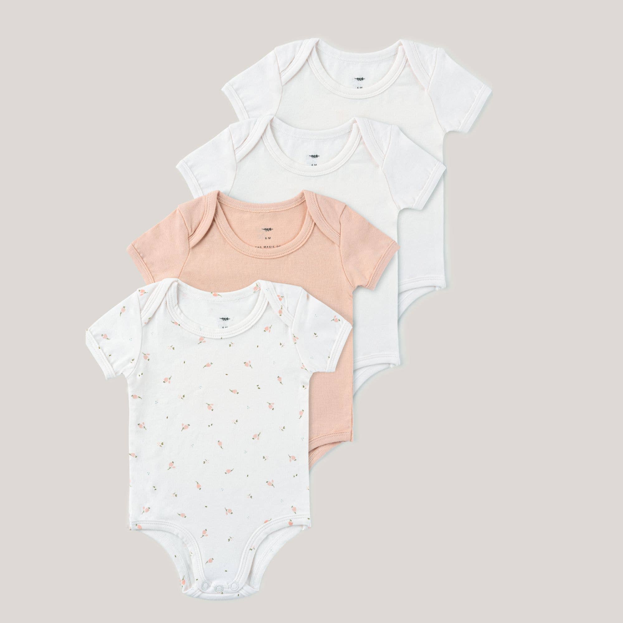 Baby Girl Short Sleeve Undershirts 4 Pack