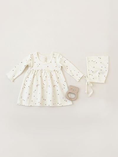 Longsleeve Baby Dress-Ivory