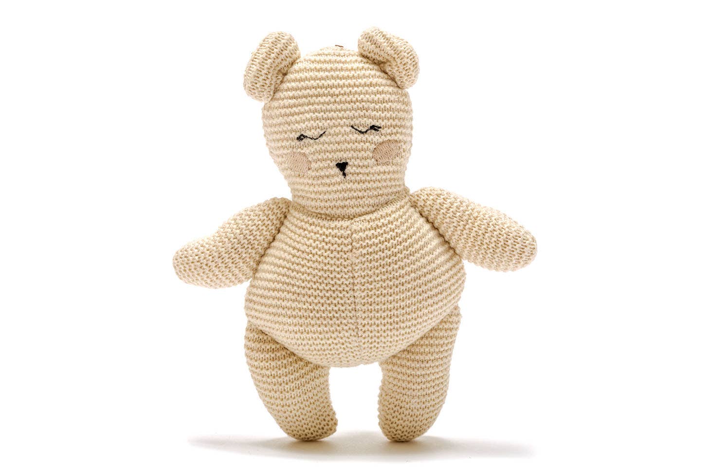 Organic Cotton Knitted Cream Teddy Bear Sensory Toy