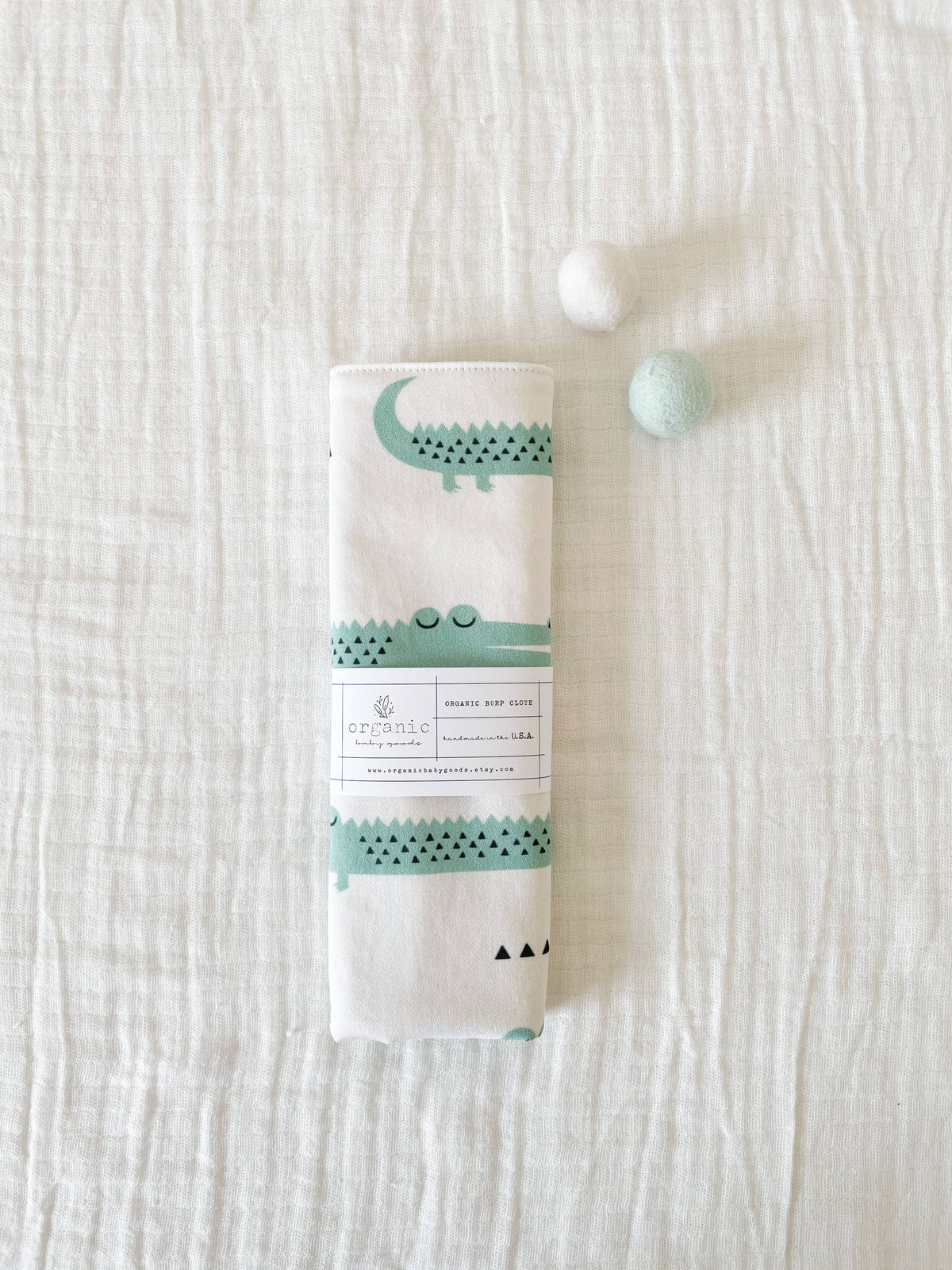 Organic Crocodile Burp Cloth