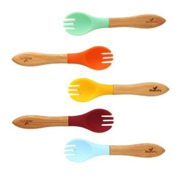 Avanchy Bamboo and Silicone Toddler Training Forks 5 Pack