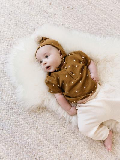 Woven Henry Top - Walnut