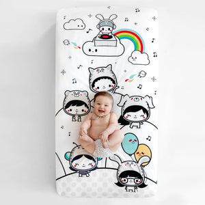 Rookie Humans Cotton Sateen Organic Crib Sheet: Party In My Crib