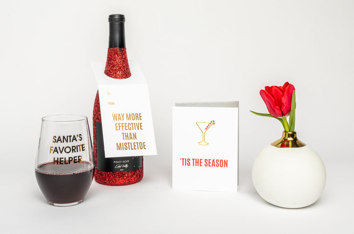 Santa's Favorite Helper Stemless Wine Glass