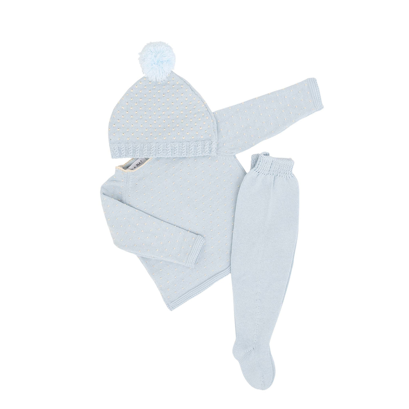 Cotton 3 Piece Knit Gift Set - Sky Blue