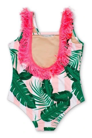 Mint Cabana Botanical Scoop Swimsuit with Fringe