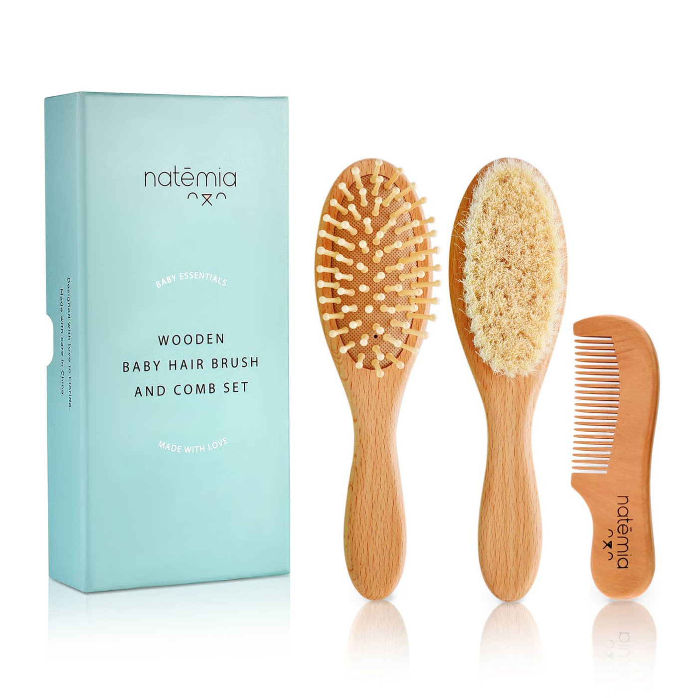 Wooden Baby Hair Brush and Comb Set