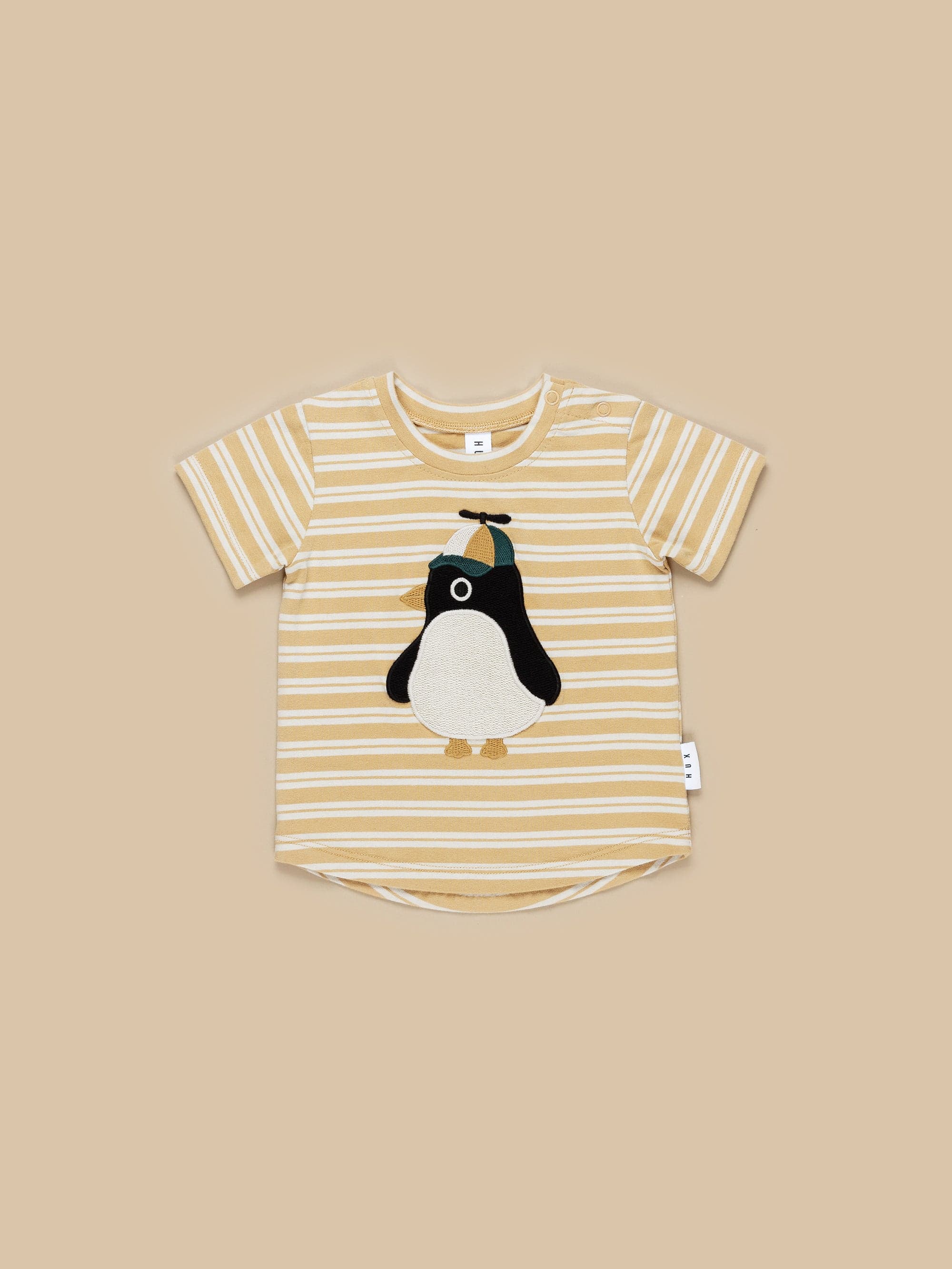 Cool Penguin Stripe T-Shirt - Almond + Amber Stripe