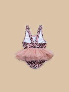 Leopard Ballet Swimsuit- Dusty Rose