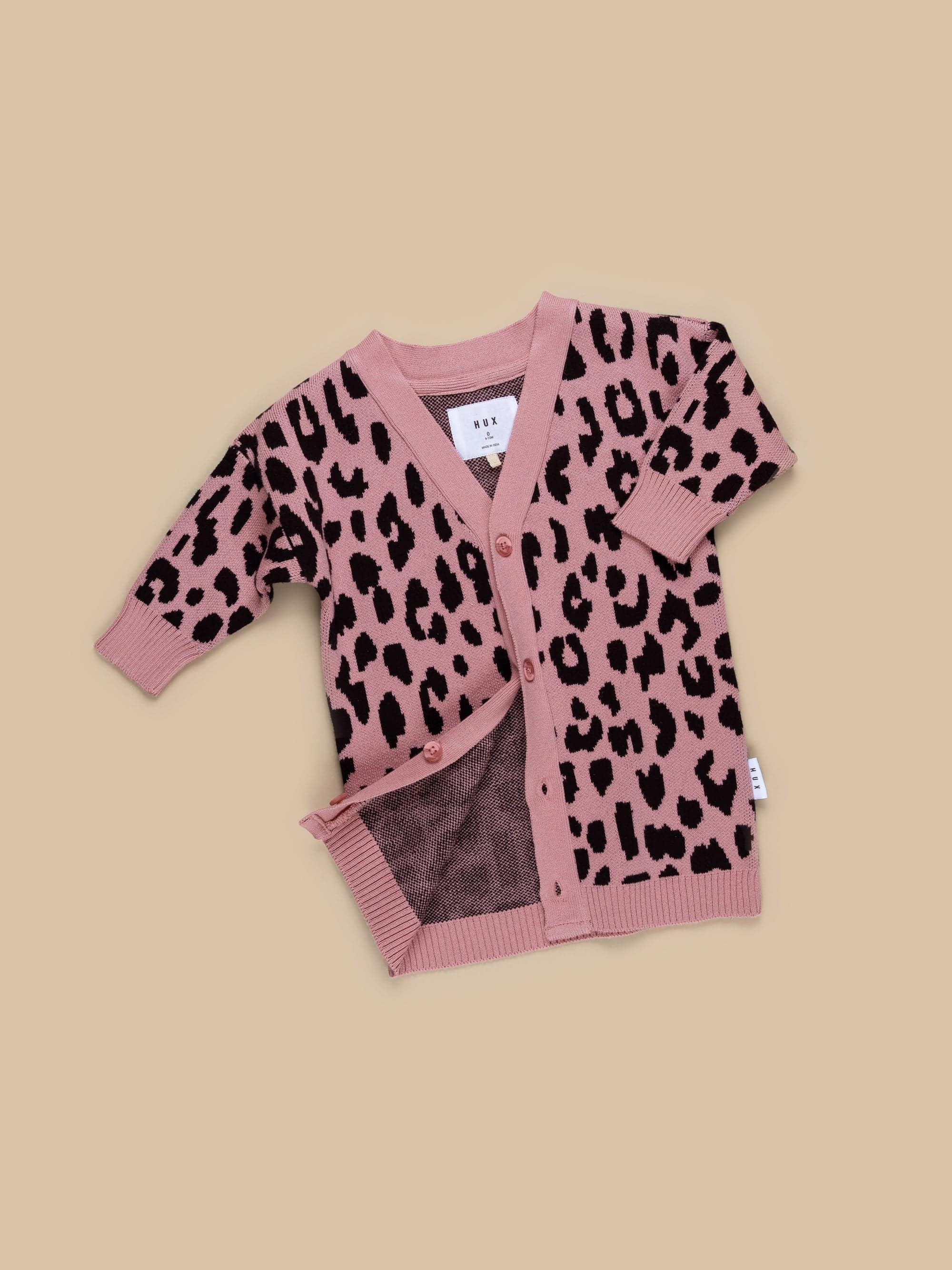 Leopard Knit Cardi - Dusty Rose