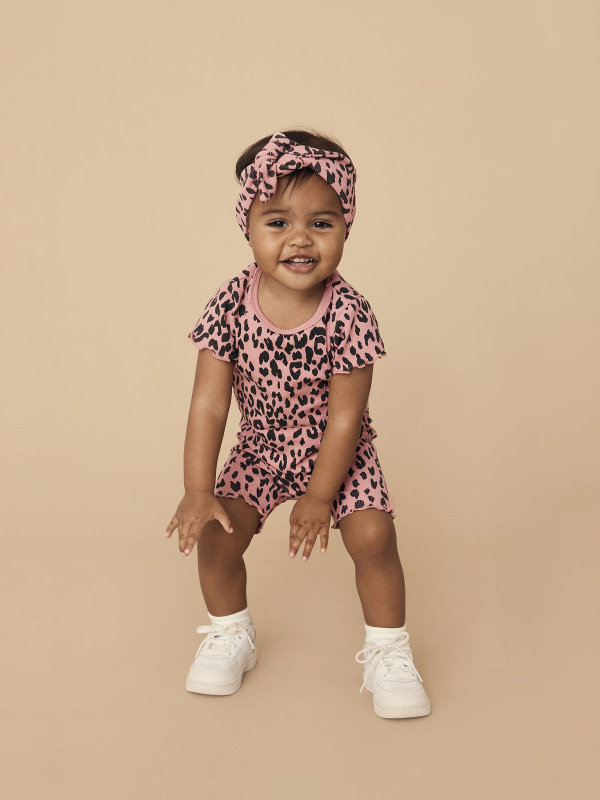 Leopard Rib Tee - Dusty Rose