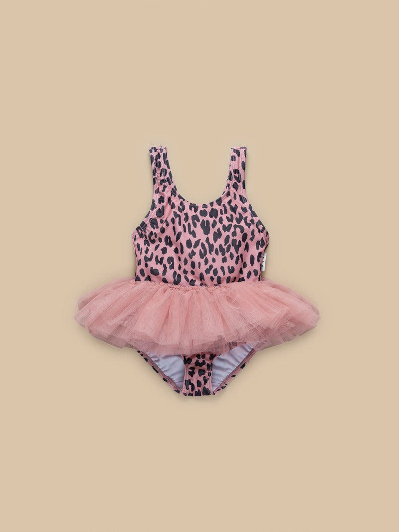 Leopard Ballet Swimsuit- Dusty Rose