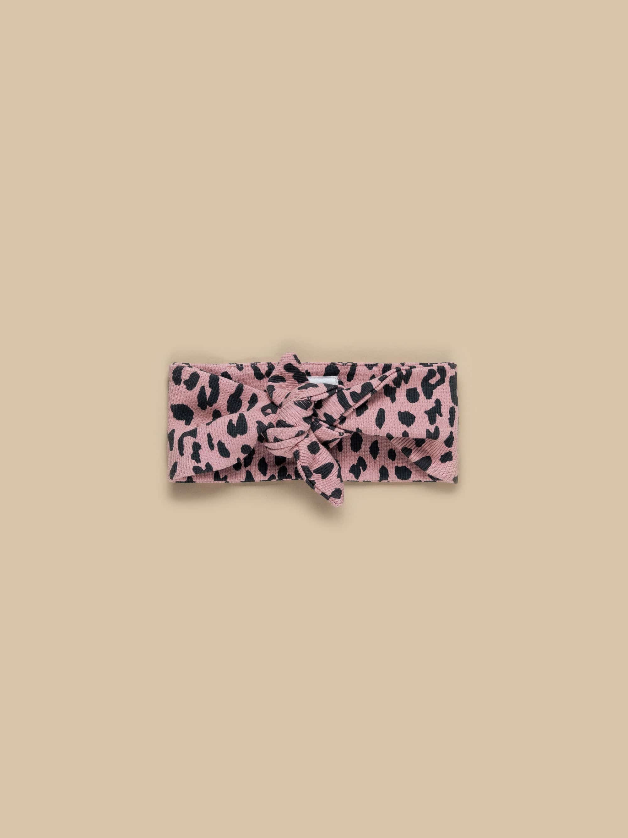 Leopard Rib Headband - Dusty Rose