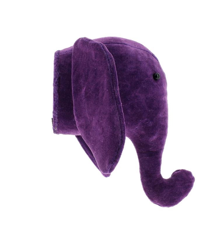 Mini Velvet Elephant Head - Purple