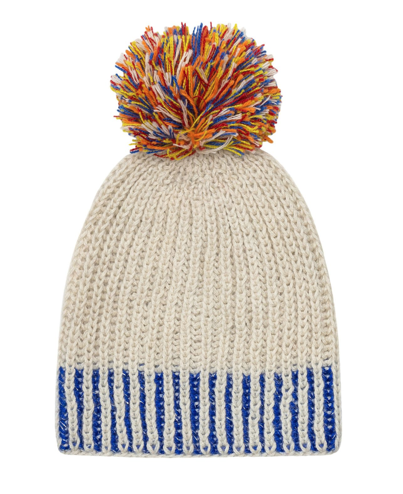 Sprinkle Pom Hat Cobalt & Ivory
