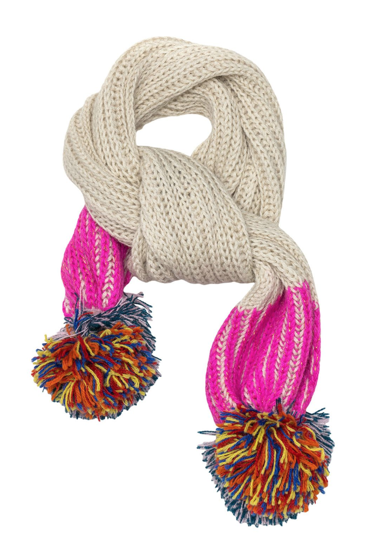 Sprinkle Pom Scarf Hot Pink & Ivory