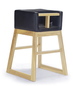 Tavo High Chair- Black Bonded Leather & Maple Base