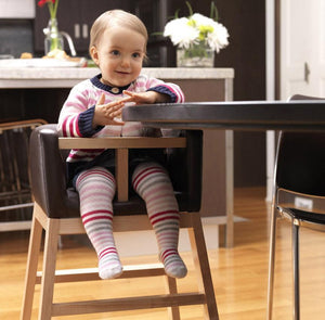 Tavo High Chair- Black Bonded Leather & Maple Base