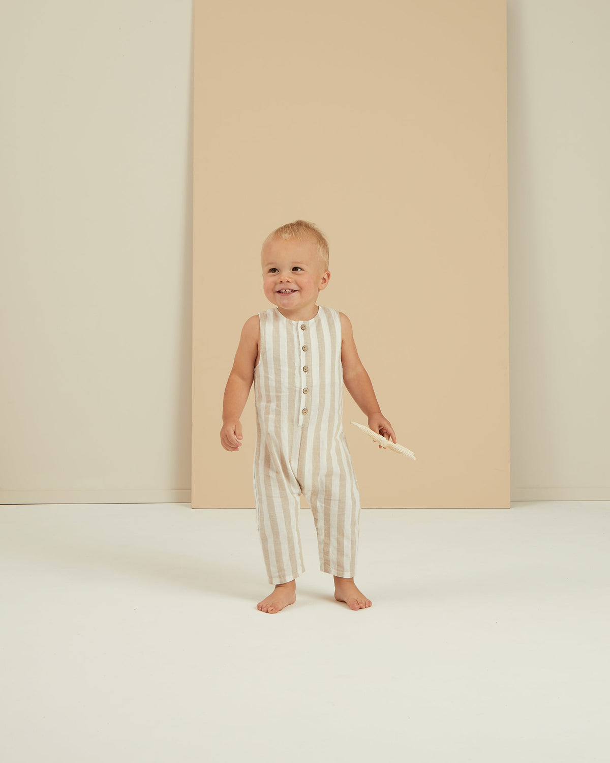 button jumpsuit, grey stripe