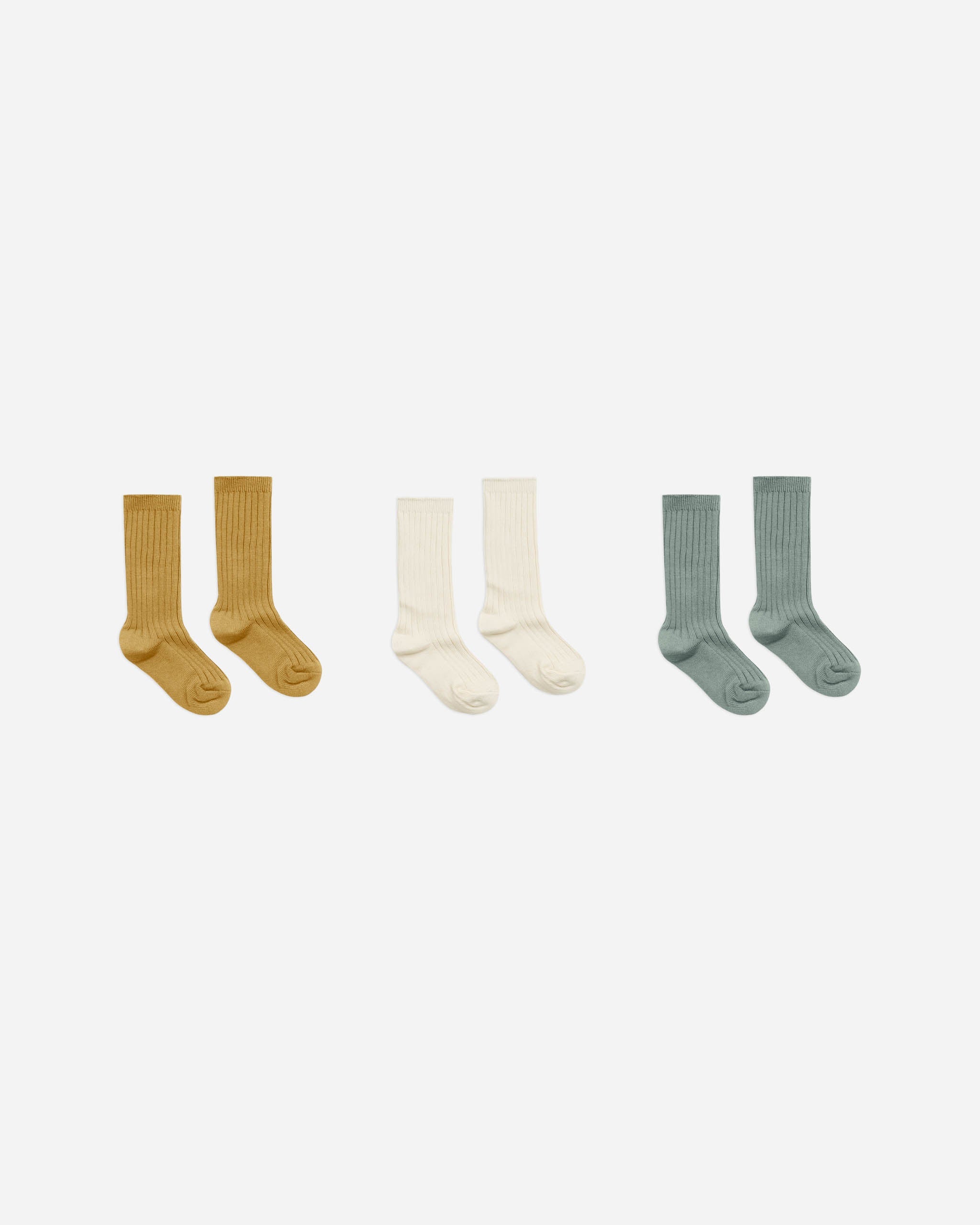 ribbed socks | gold, ivory, aqua