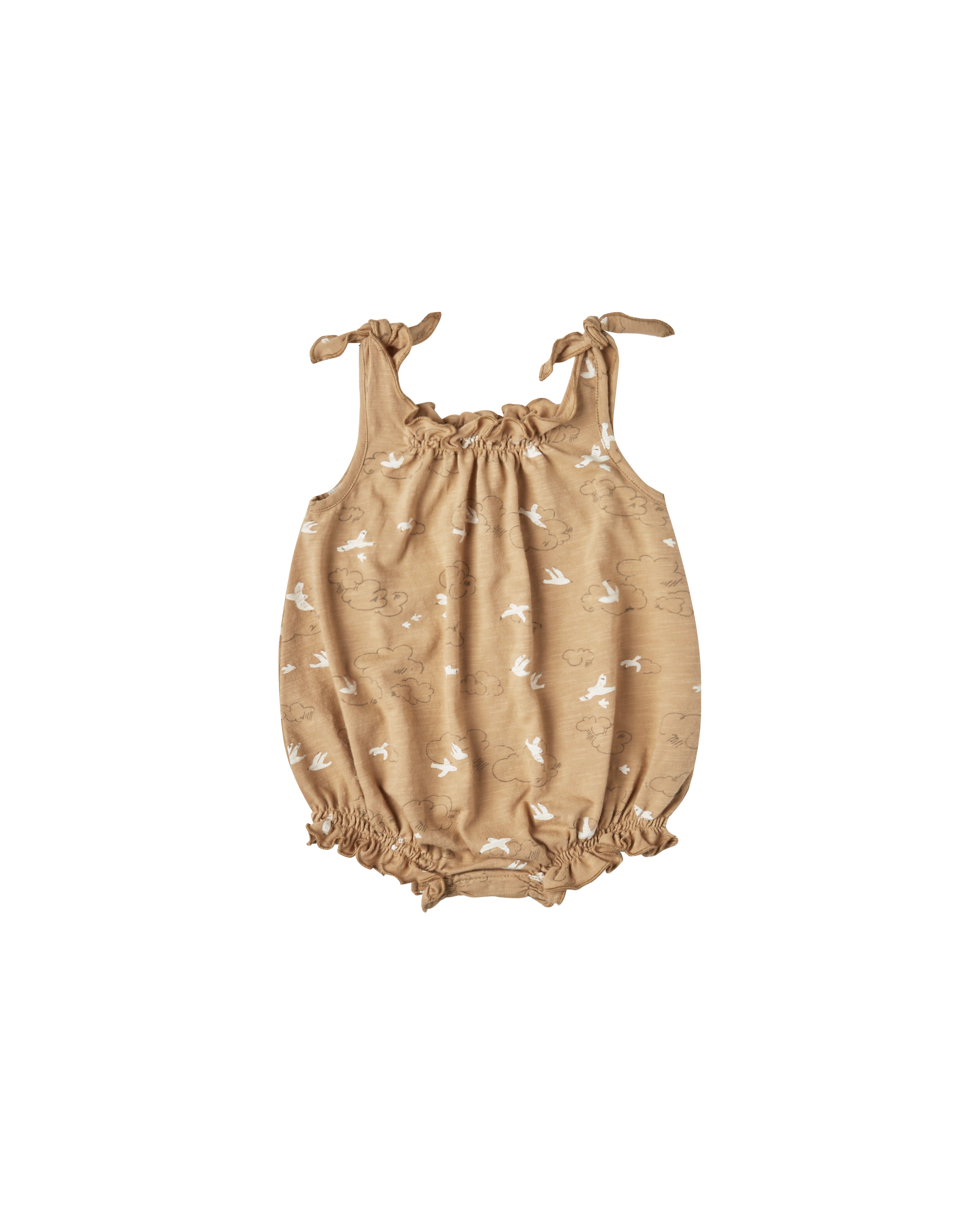 Clouds Shoulder Tie Onesie Almond